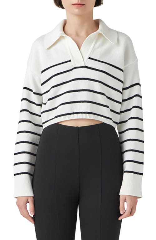 Grey Lab Stripe Cotton Blend Crop Sweater in Cream/black at Nordstrom, Size Medium
