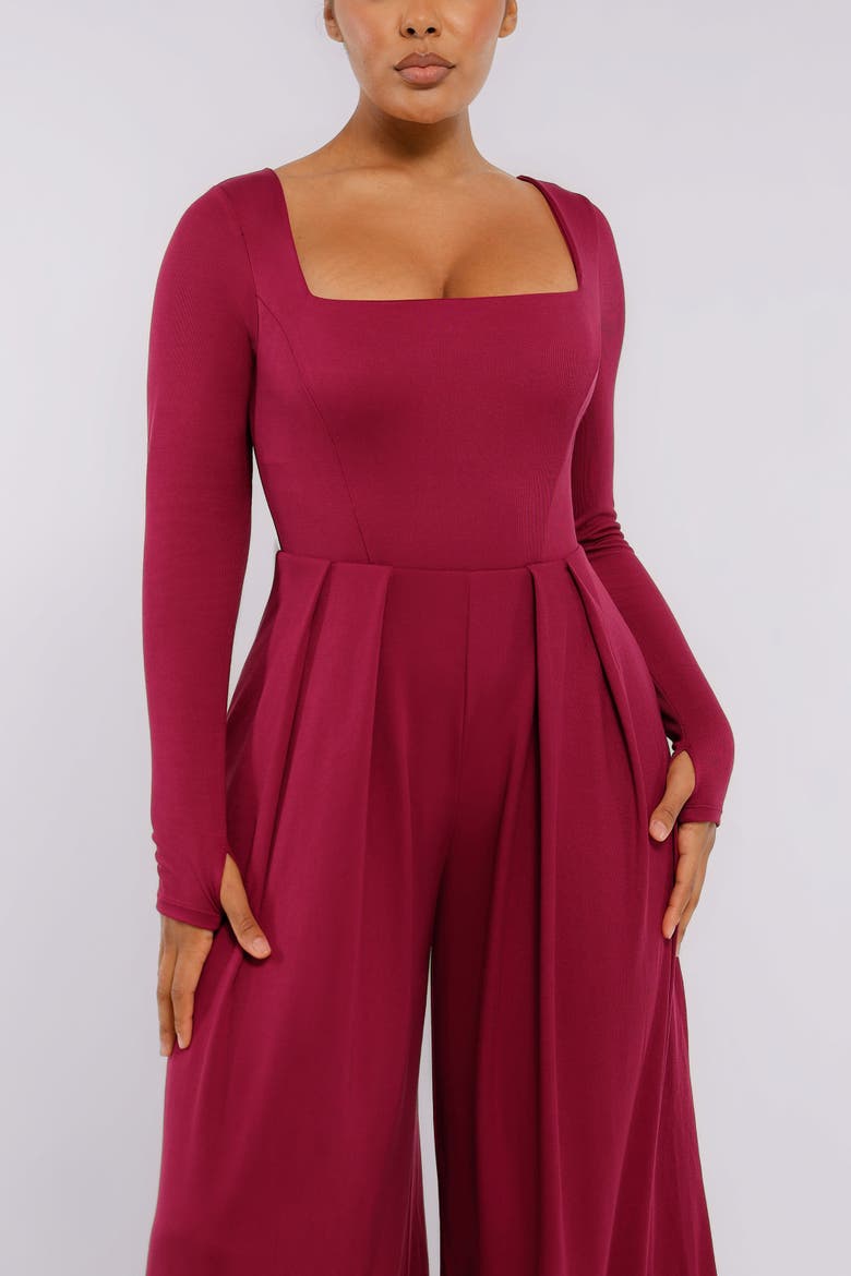 AirSlim® Square Neckline Built-In Shaping Jumpsuit, Alternate, color, Carmine