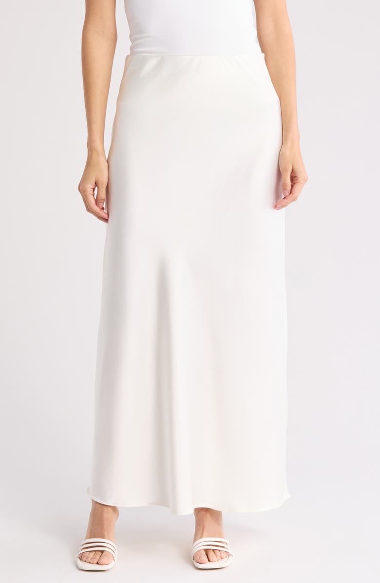 Renee C Satin A-Line Skirt, Main, color, Ivory