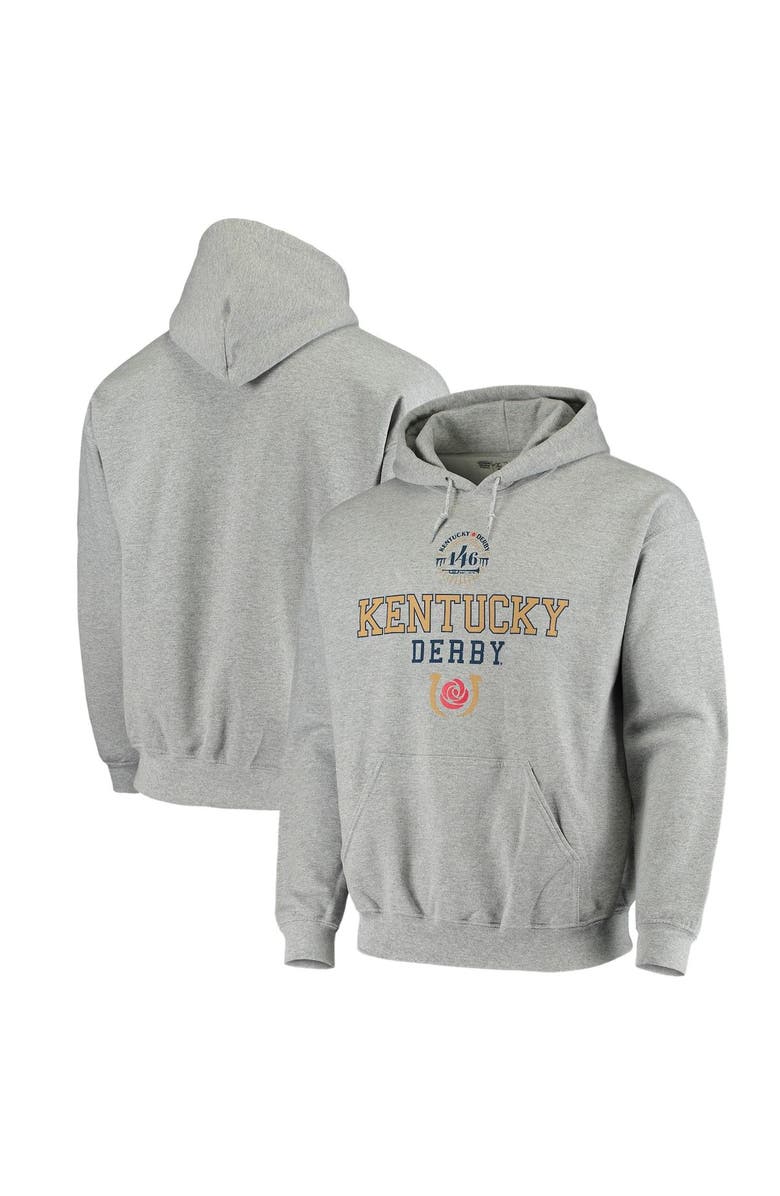 VICTORY LABEL Men's Heathered Gray Kentucky Derby 146 Pullover Hoodie, Alternate, color, 