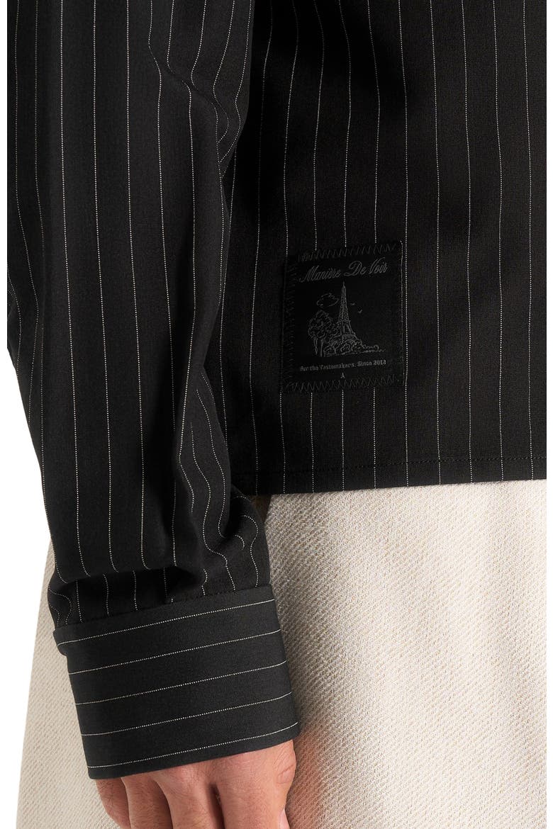 Arlo Pinstripe Cropped Long Sleeve Shirt, Alternate, color, Black