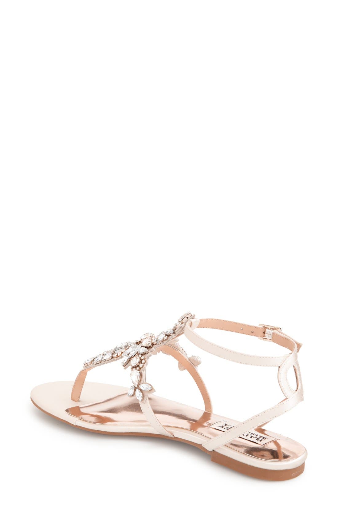 Badgley Mischka 'Cara' Crystal Embellished Flat Sandal, Alternate, color, IVORY