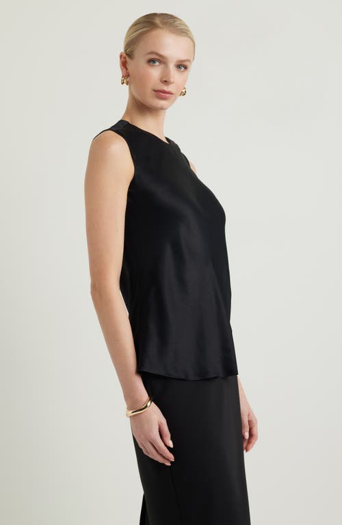 Nordstrom Sleeveless Satin Top In Black