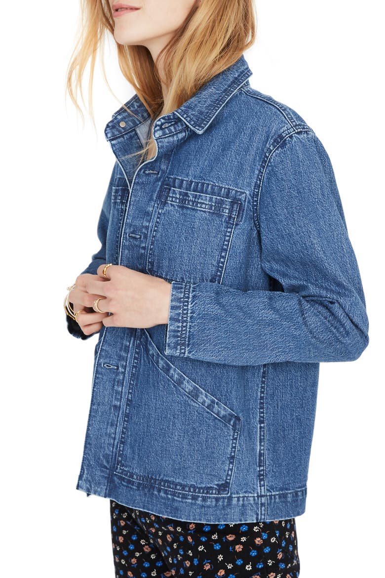 Denim Patch Pocket Chore Coat, Alternate, color, WILLOWDALE WASH