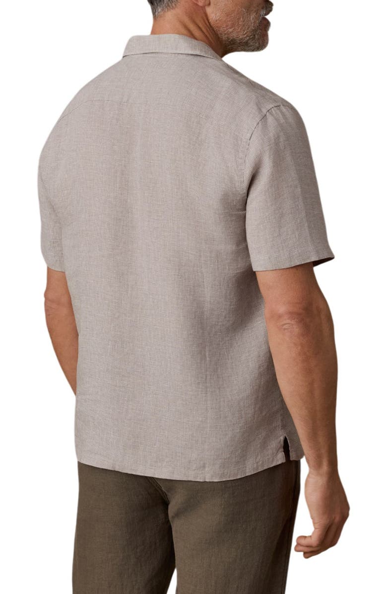 Faherty Laguna Linen Camp Shirt, Alternate, color, Khaki Pin Check