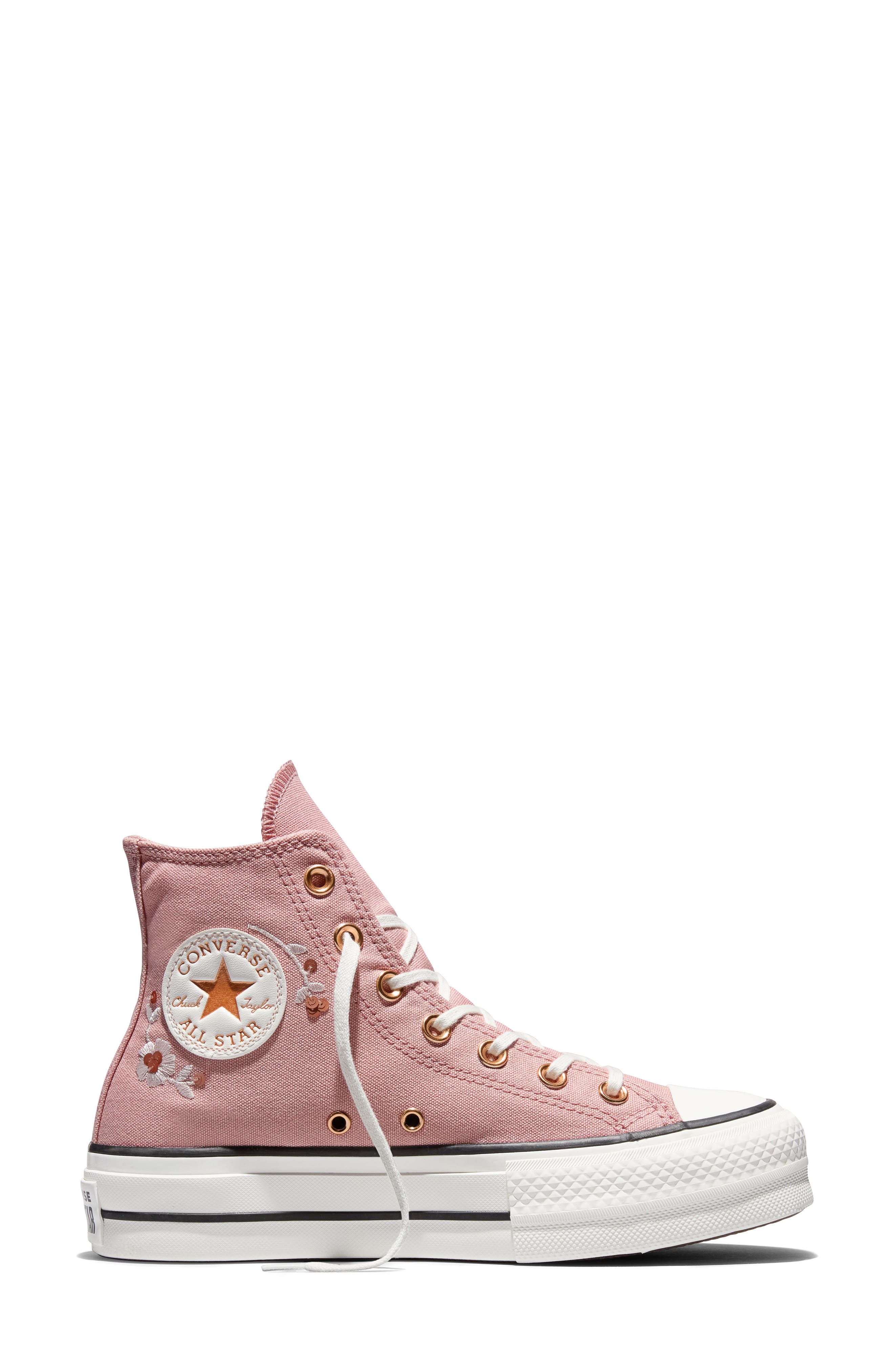 Chuck Taylor All Star Lift High Top Platform Sneaker, Alternate, color, PETAL PIT/ VINTAGE WHITE/ GOLD
