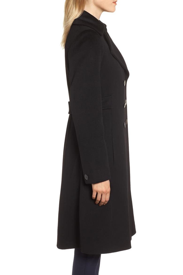 Double Breasted Loro Piana Wool Coat, Alternate, color, BLACK