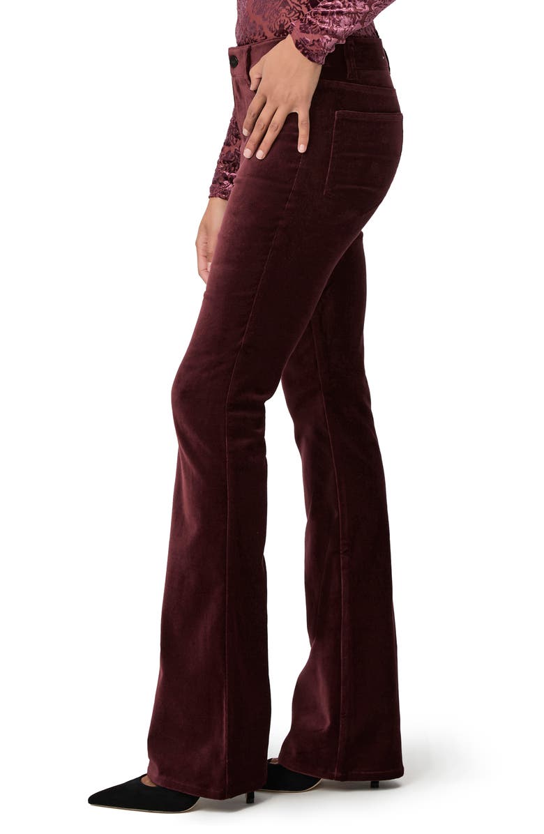 PAIGE Laurel Canyon Low Rise Bootcut Velvet Jeans, Alternate, color, Dark Oxblood