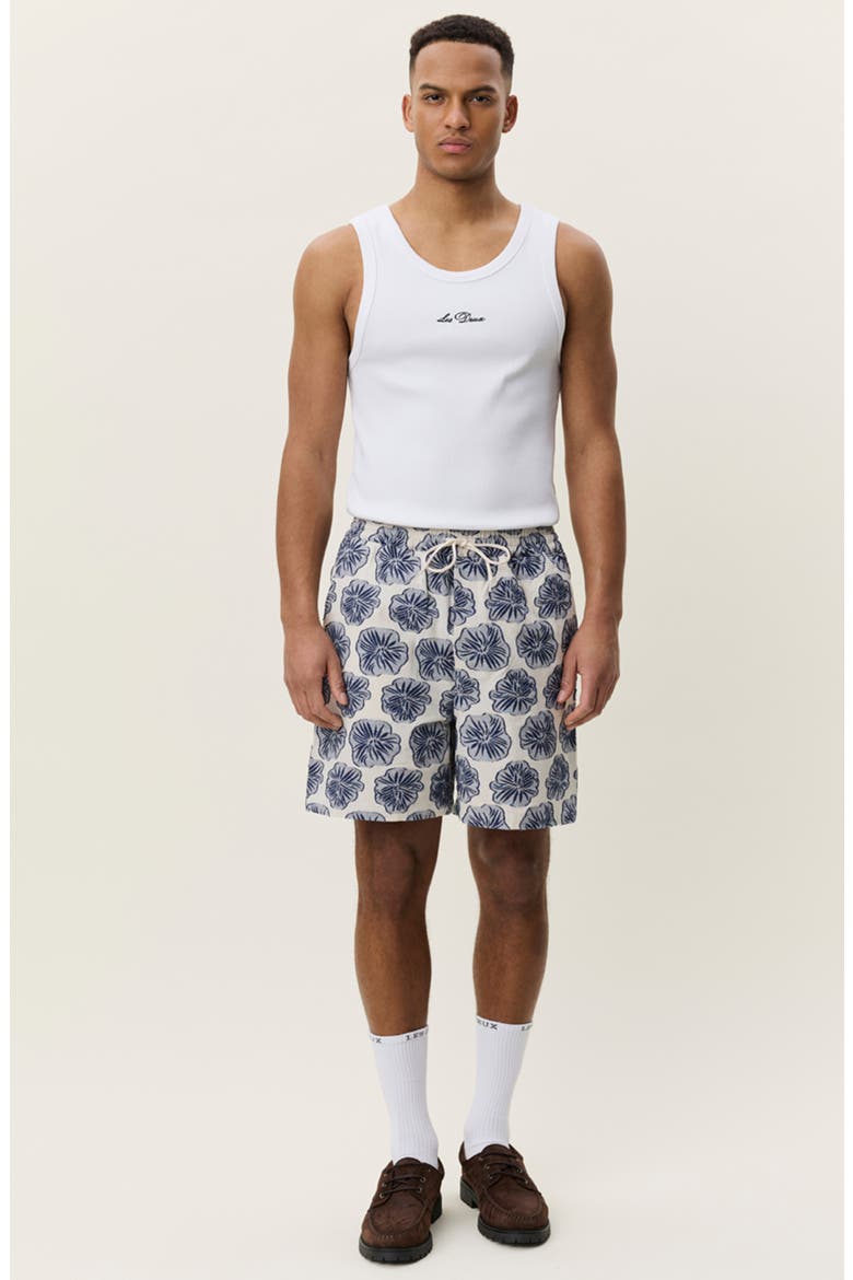 Dahlia Jacquard Drawstring Shorts, Alternate, color, DARK DENIM BLUE
