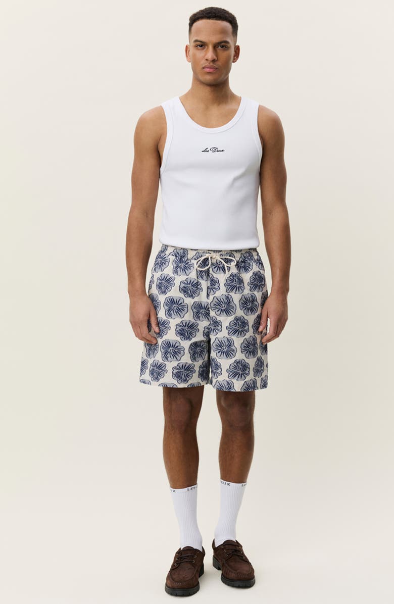 Les Deux Dahlia Jacquard Drawstring Shorts, Alternate, color, Dark Denim Blue