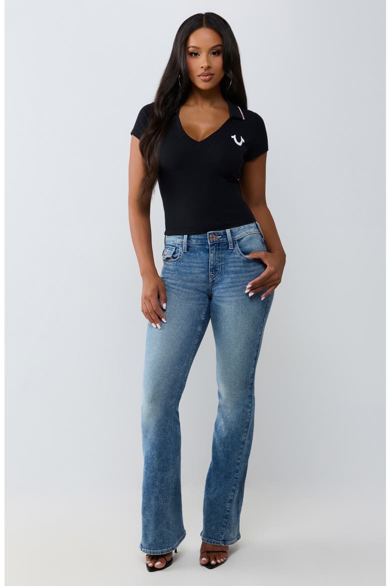 Ribbed Deep V Graphic Polo, Alternate, color, JET BLACK