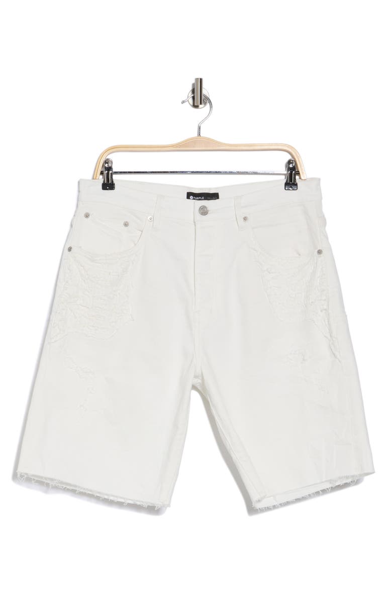 PURPLE BRAND Quilted Distressed Denim Shorts, Alternate, color, 