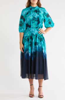 Floral Printed Chiffon Maxi Dress