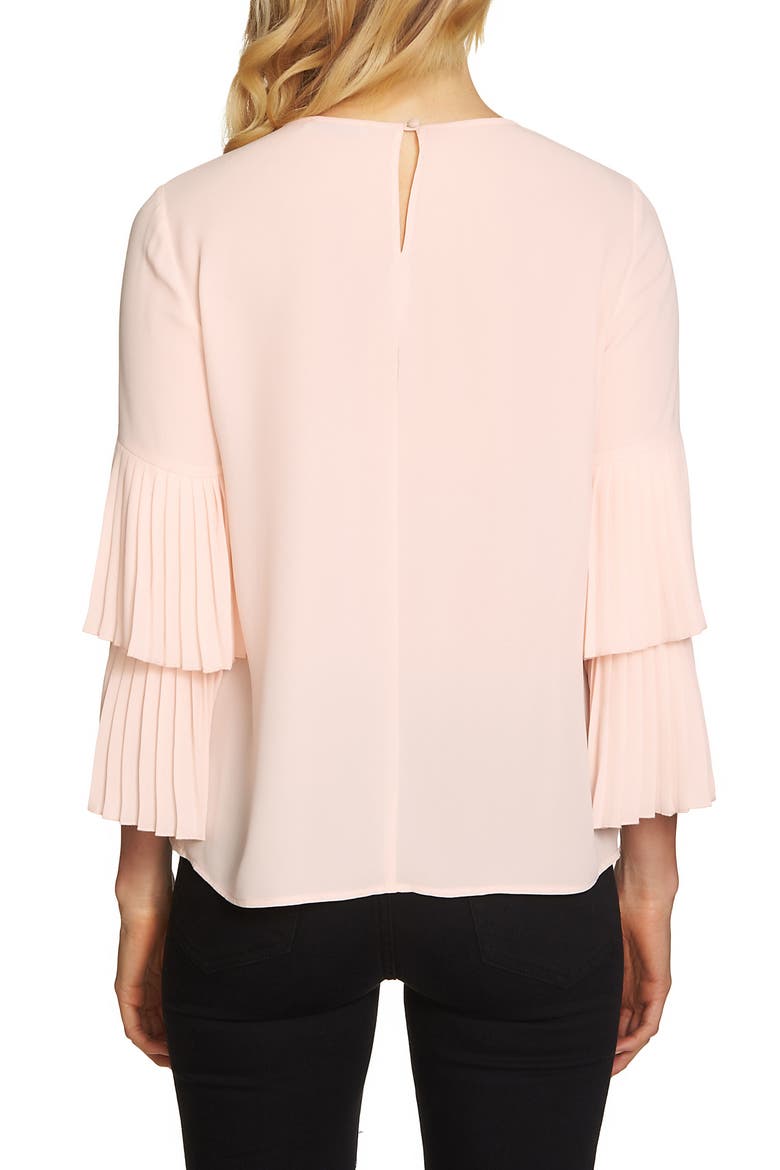 Pleated Sleeve Blouse, Alternate, color, PINK OPAL