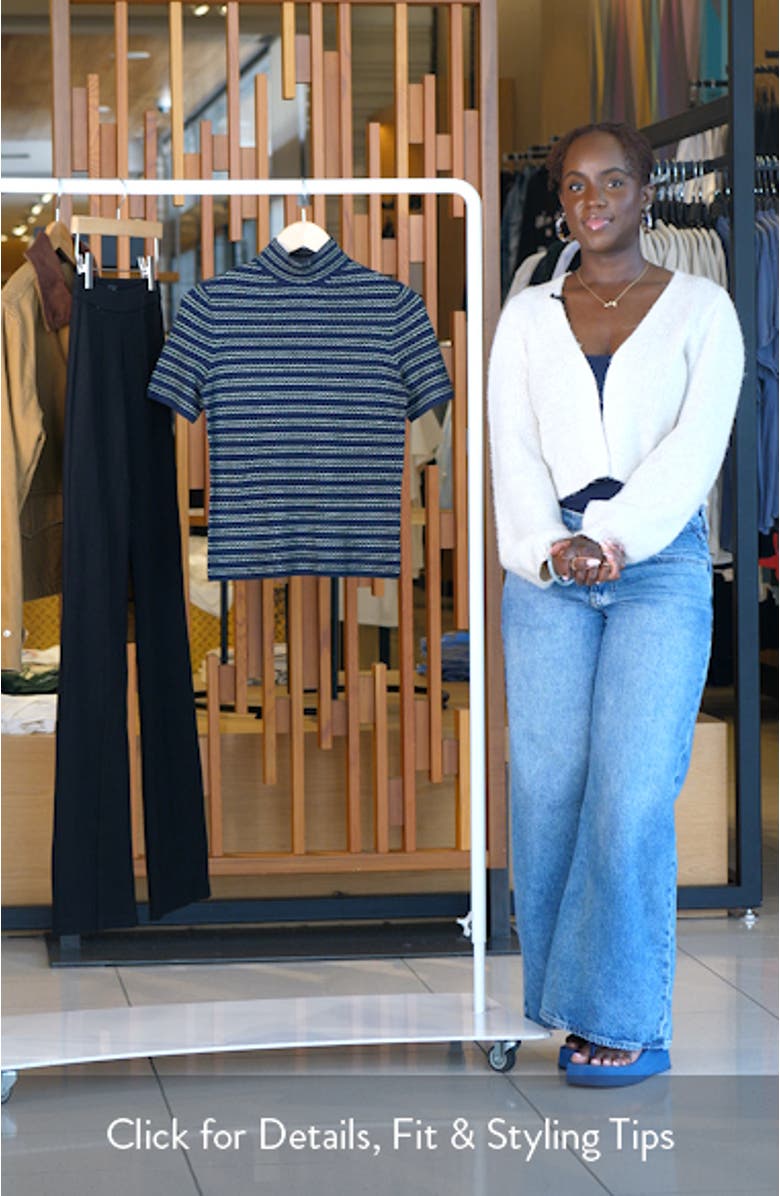 Leenda Stripe Merino Wool Mock Neck Sweater, sales video thumbnail