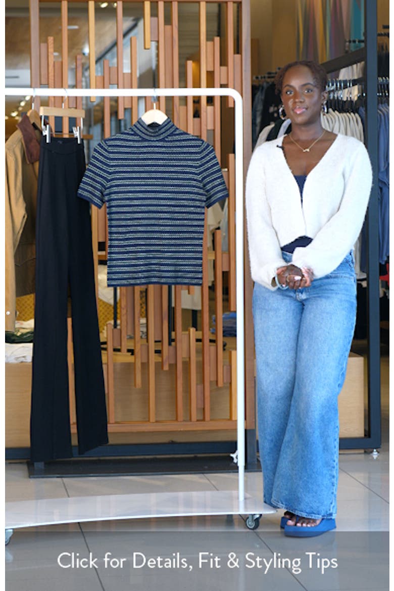 Leenda Stripe Merino Wool Mock Neck Sweater video