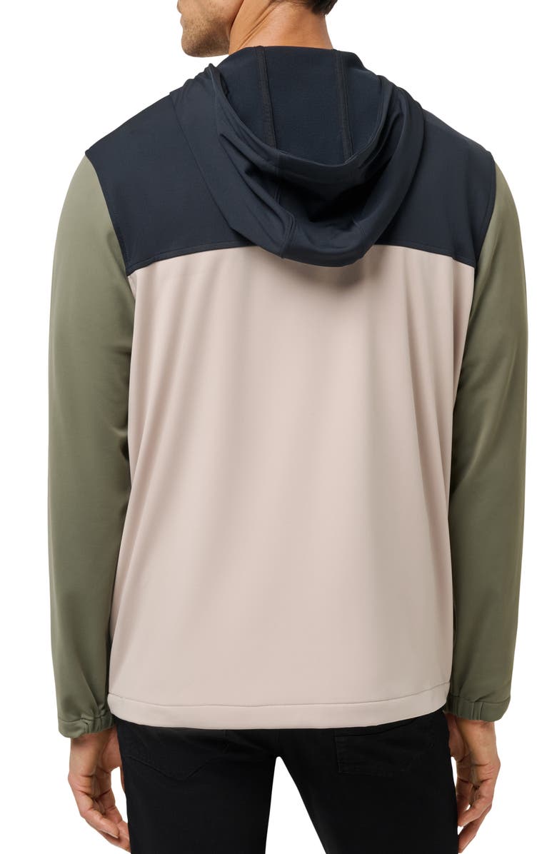 TravisMathew Brrrr Season Colorblock Half Zip Hoodie, Alternate, color, Black Multi