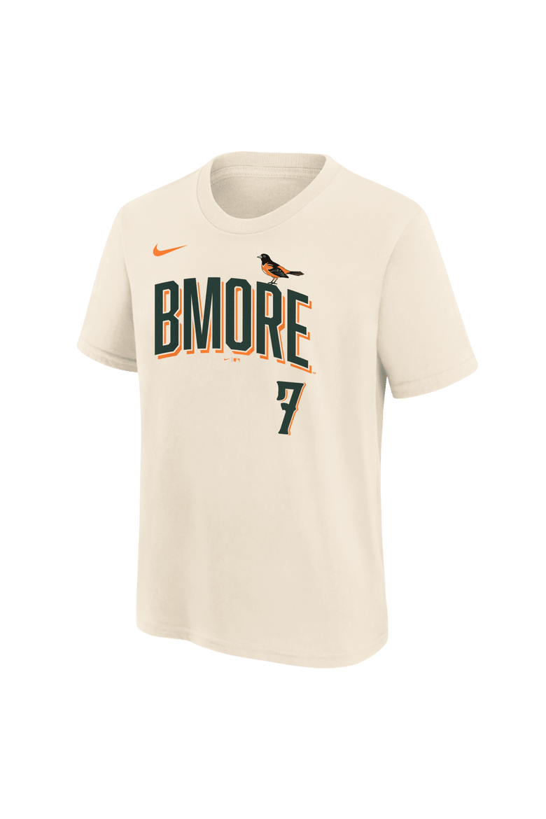 Youth Nike Jackson Holliday Cream Baltimore Orioles 2026 City Connect Name & Number T-Shirt, Alternate, color, Cream