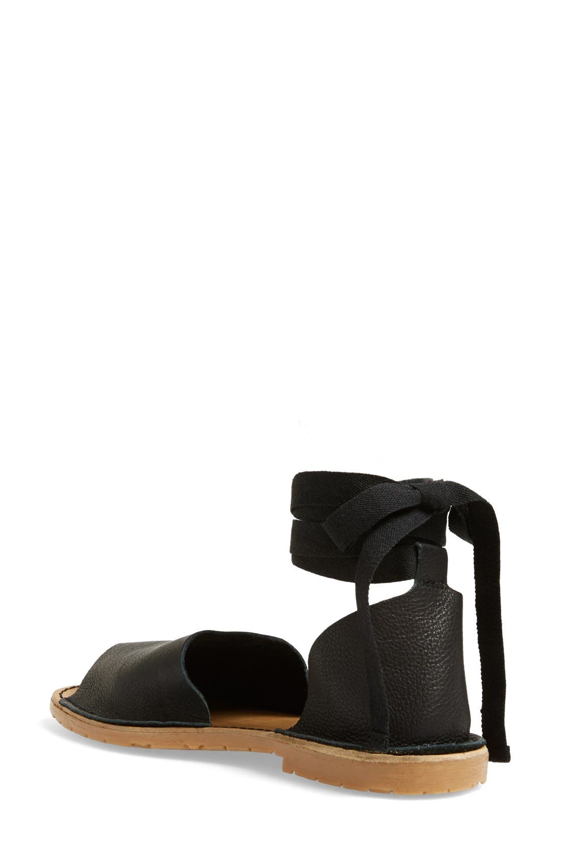 'Feline' Wraparound Ankle Strap Sandal, Alternate, color, BLACK