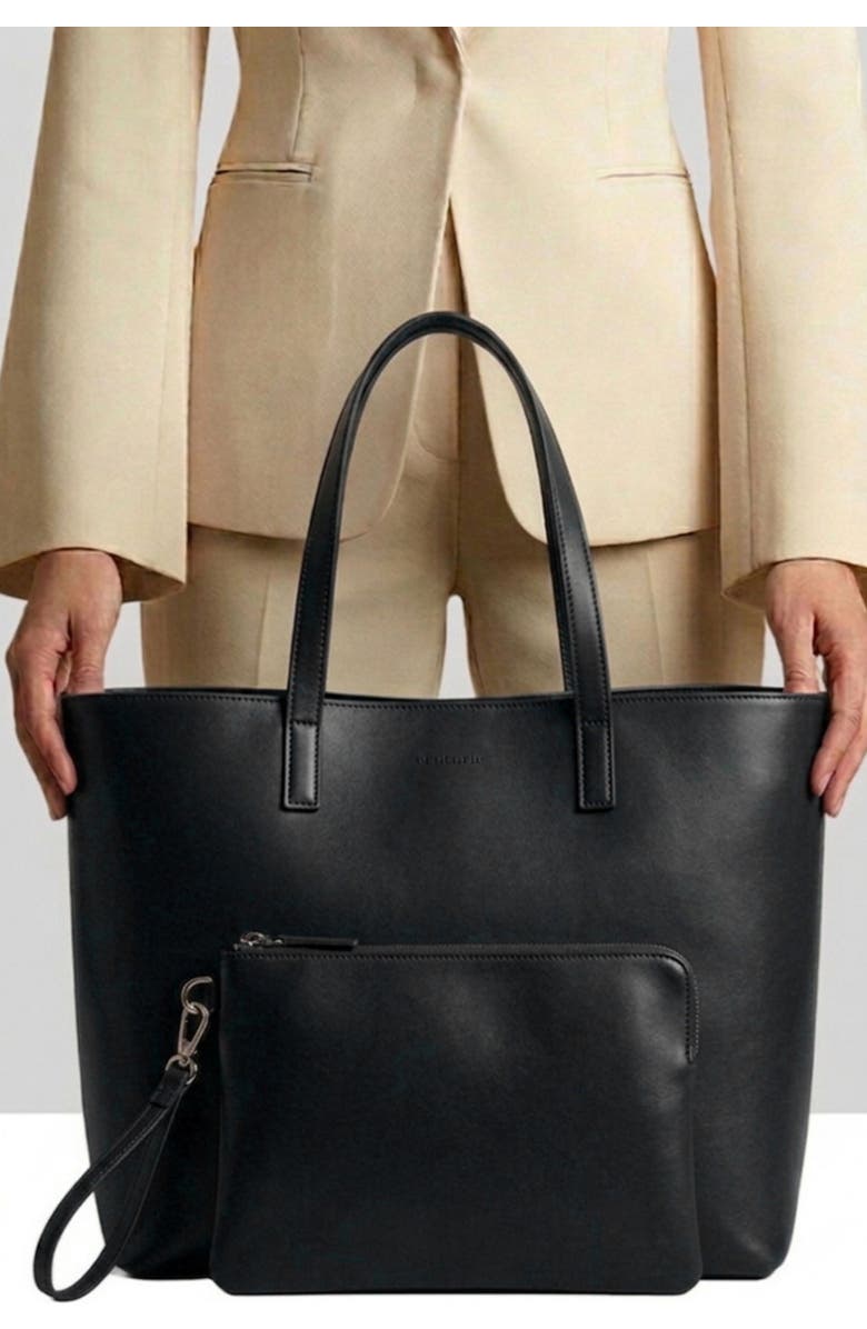 Ecotorie Agatha Leather Tote, Alternate, color, Black