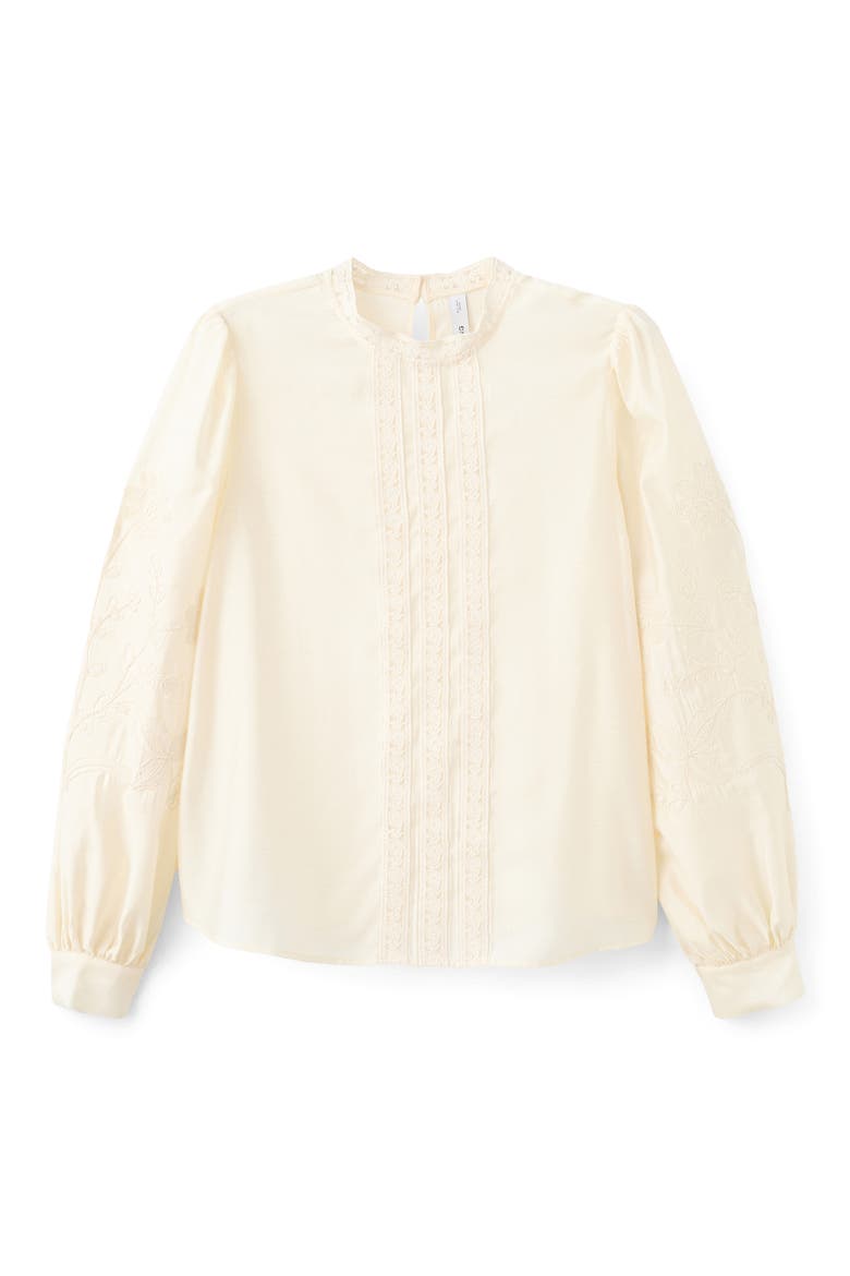 Floral Embroidered Top, Alternate, color, ECRU