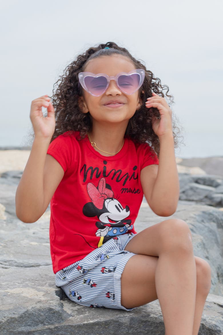 Minnie Mouse 2-Piece Graphic T-Shirt and Shorts Set, Alternate, color, Minnie Red Stripe