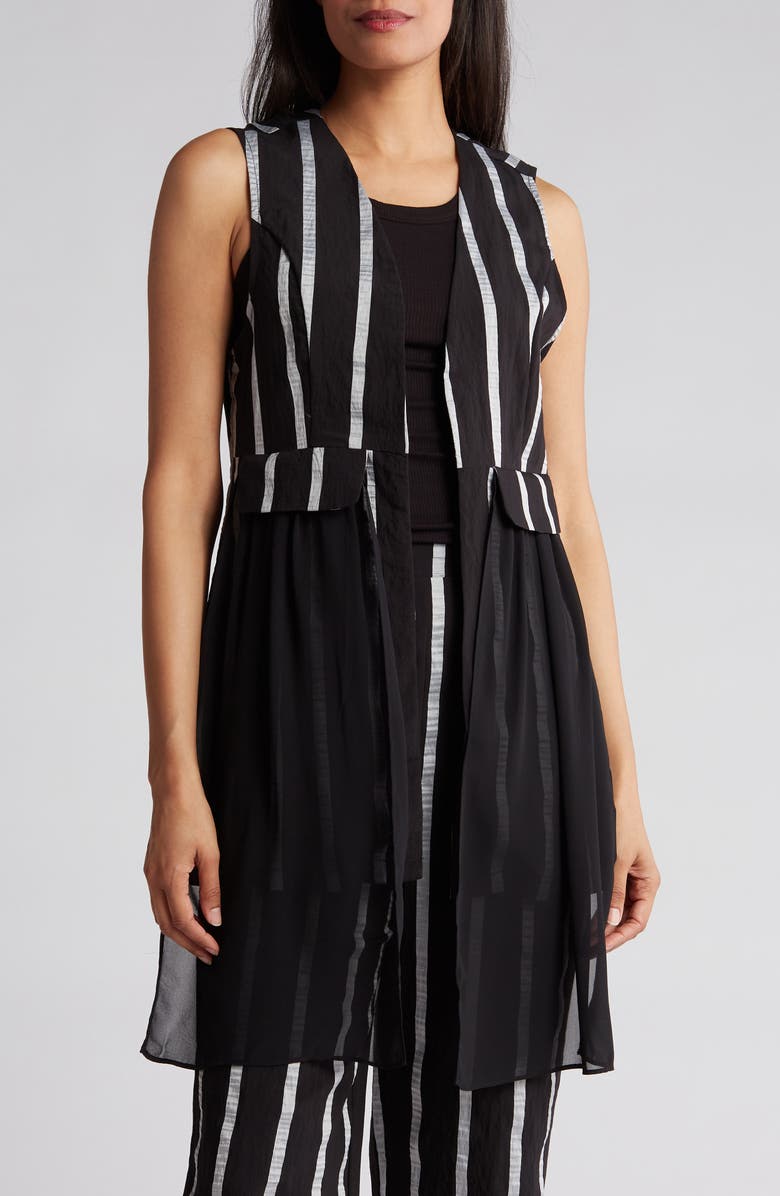 PATRIZIA LUCA Chiffon Trim Stripe Vest, Main, color,