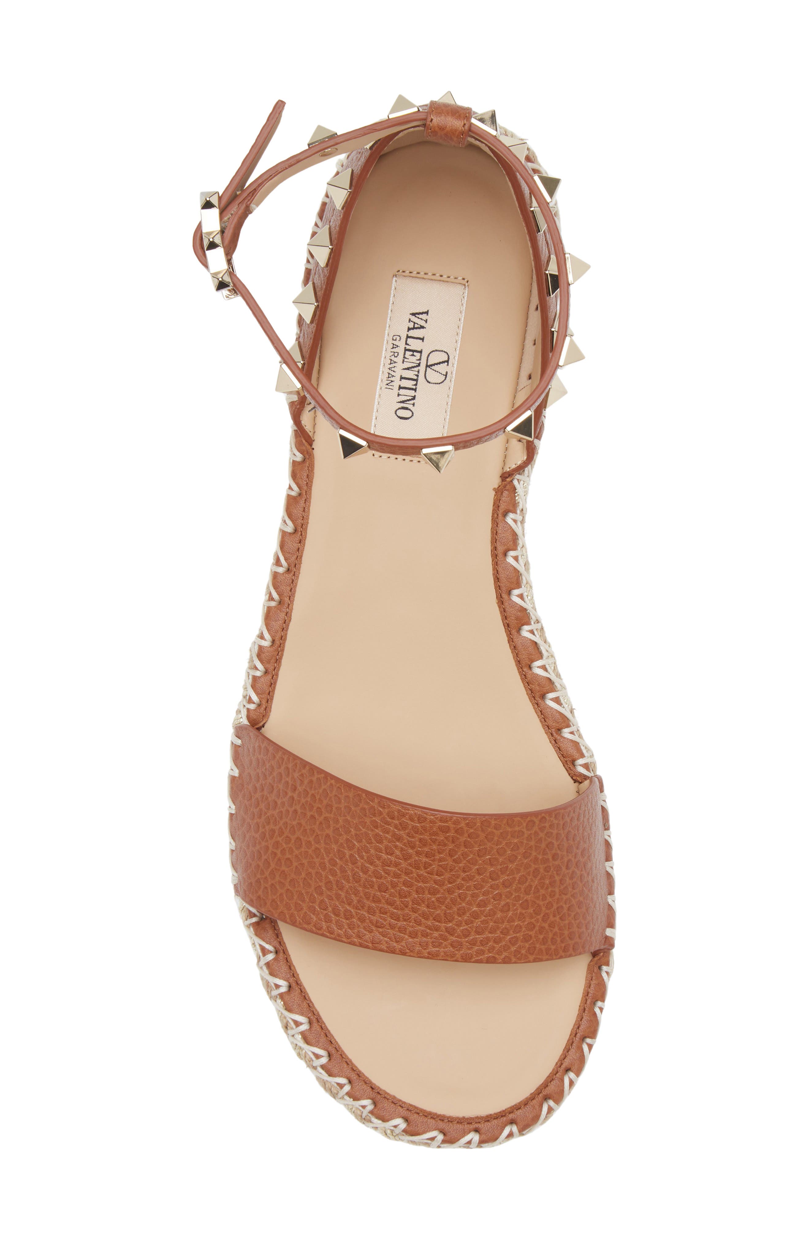 Valentino Garavani Rockstud Espadrille Wedge Sandal, Alternate, color, 48L Selleria/Naturale