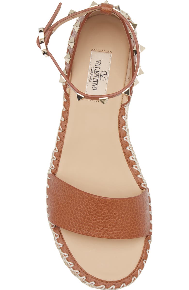 Valentino Garavani Rockstud Espadrille Wedge Sandal, Alternate, color, 48L Selleria/Naturale