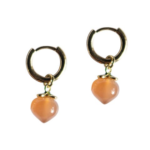Harvest Peach Jade stone charm earrings