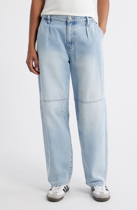 High-waist pleated jeans
 for ladies
