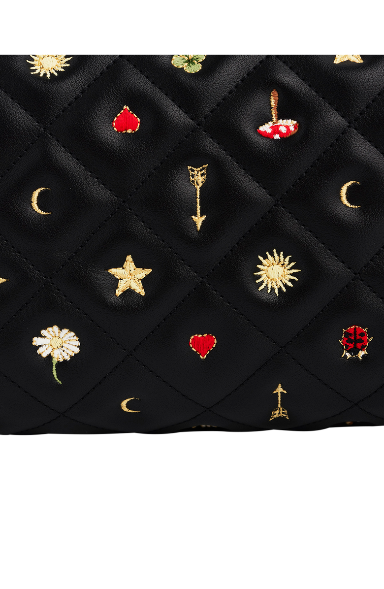 Fable England Quilted Celestial Embroidered Pouch, Alternate, color, Black