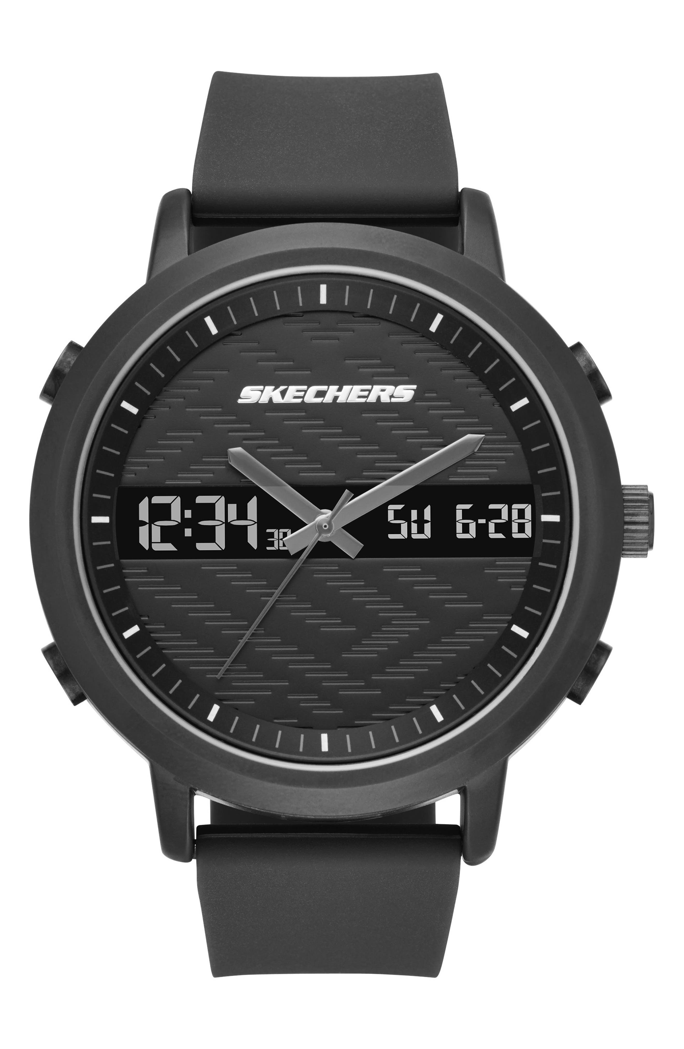 Lawndale Analog & Digital Silicone Strap Watch, 48mm