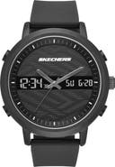 SKECHERS Lawndale Analog & Digital Silicone Strap Watch, 48mm