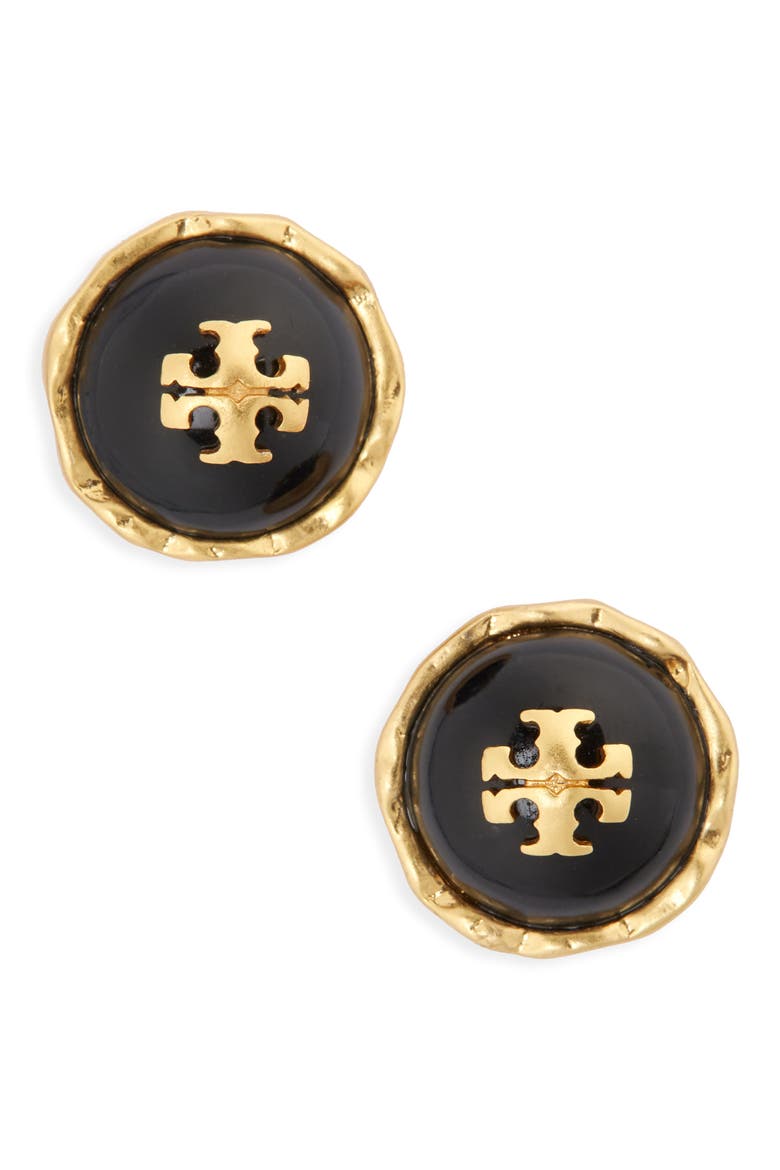 Roxanne Stud Earrings, Main, color, ROLLED BRASS / BLACK