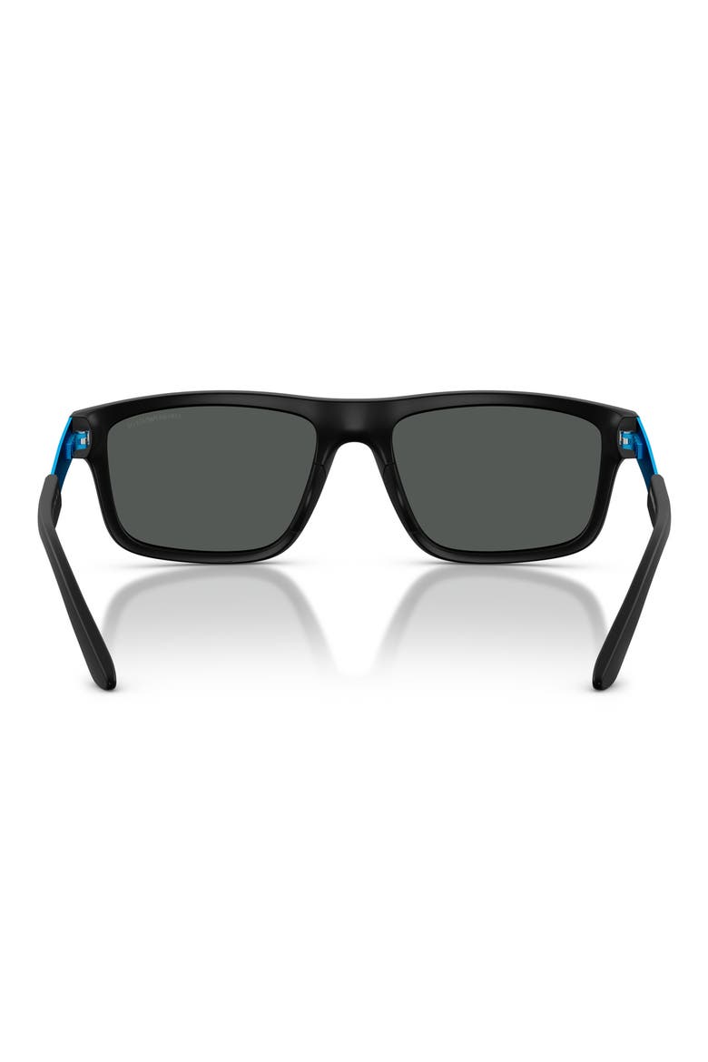 57mm Rectangle Sunglasses, Alternate, color, MATTE BLACK / DARK GREY