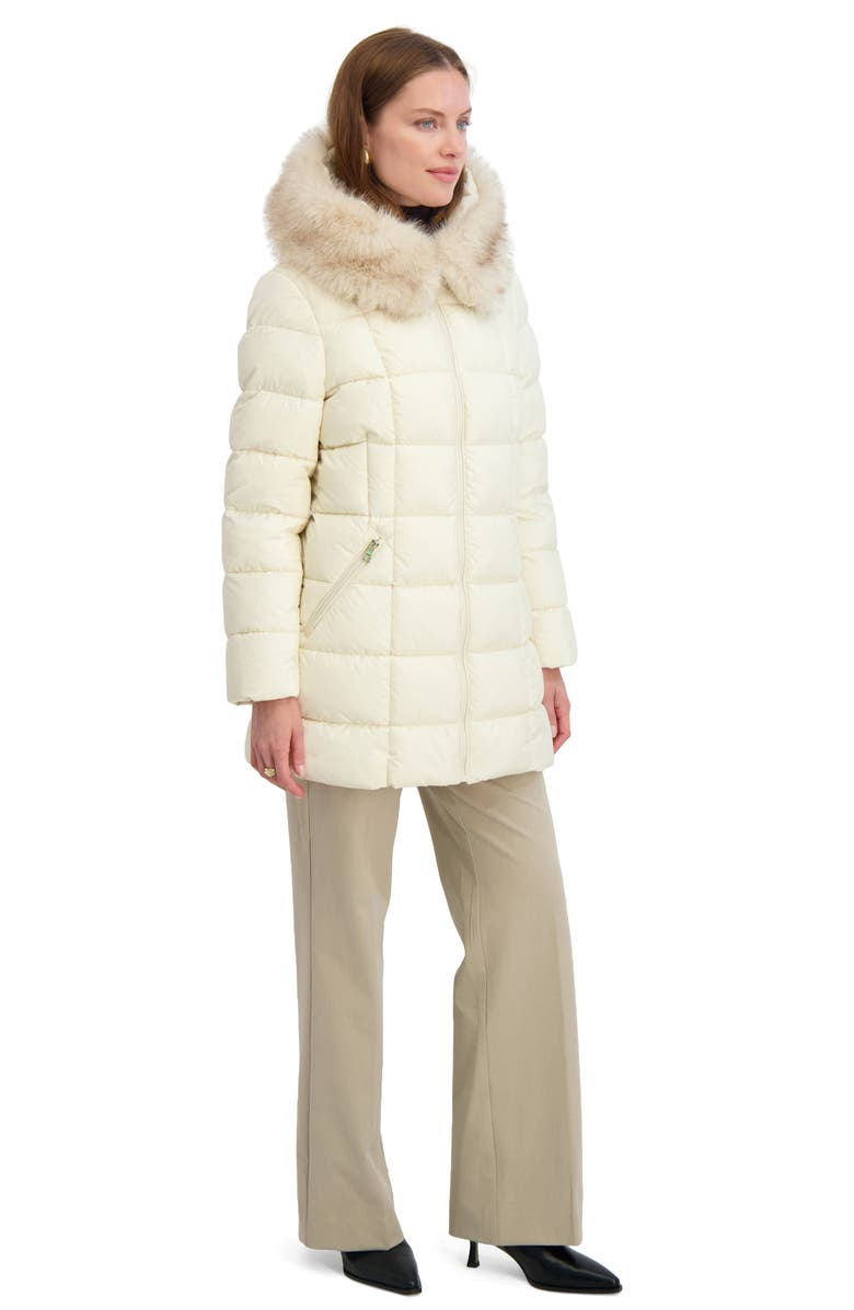 Tahari Brie Faux Fur Puffer Coat, Alternate, color, Cream