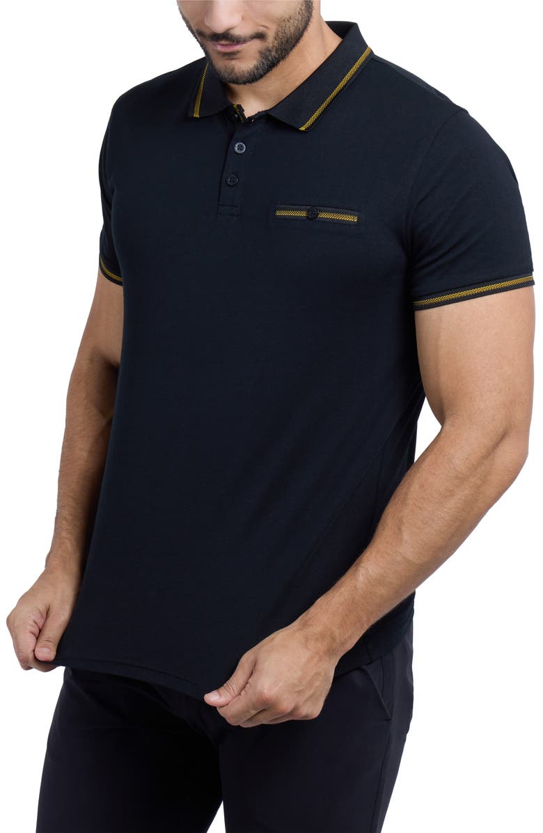 XRAY Jacquard Polo, Alternate, color, Black/ Honey Mustard