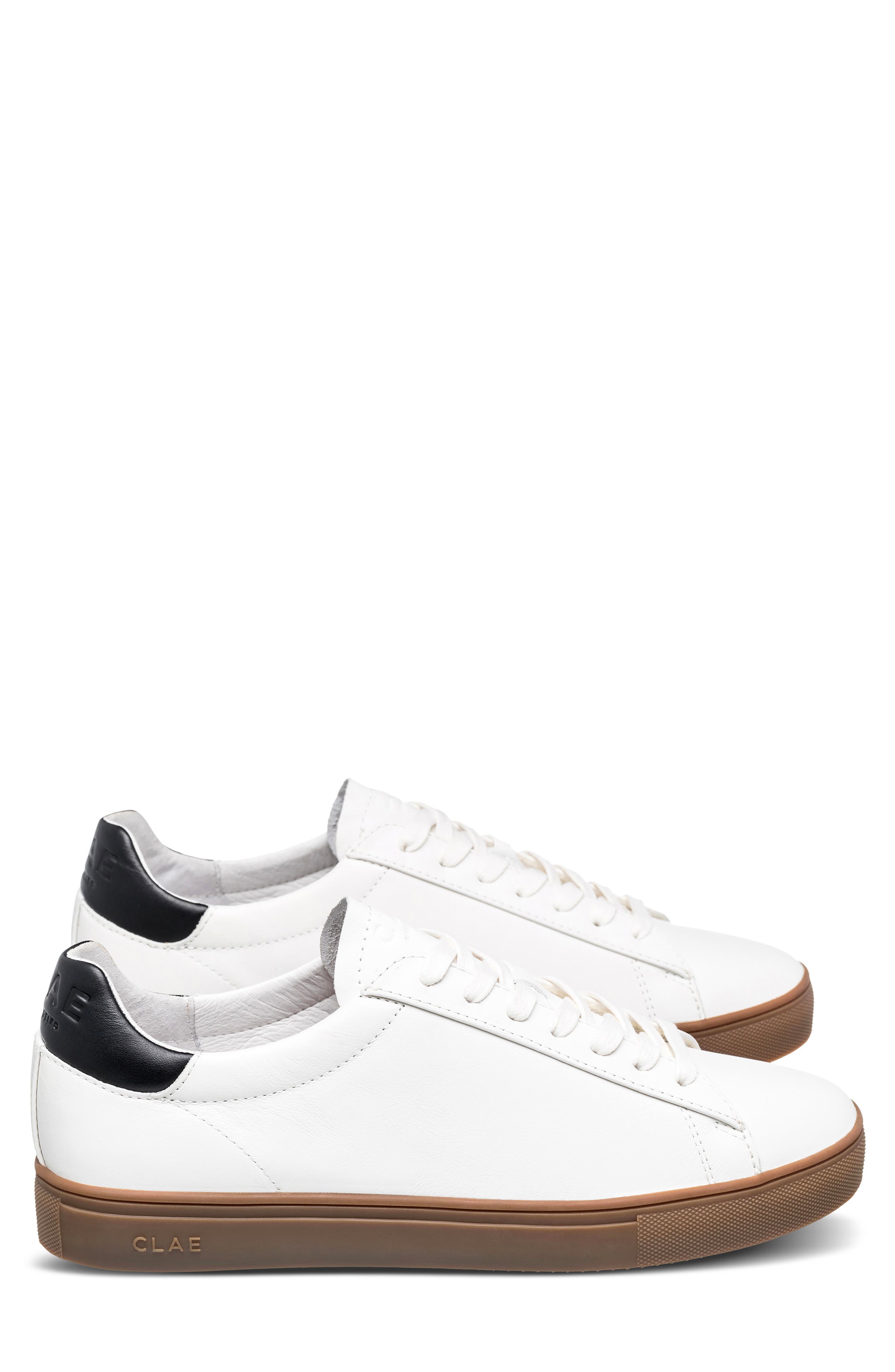 CLAE Bradley Leather Sneaker, Alternate, color, White Black Dark Gum