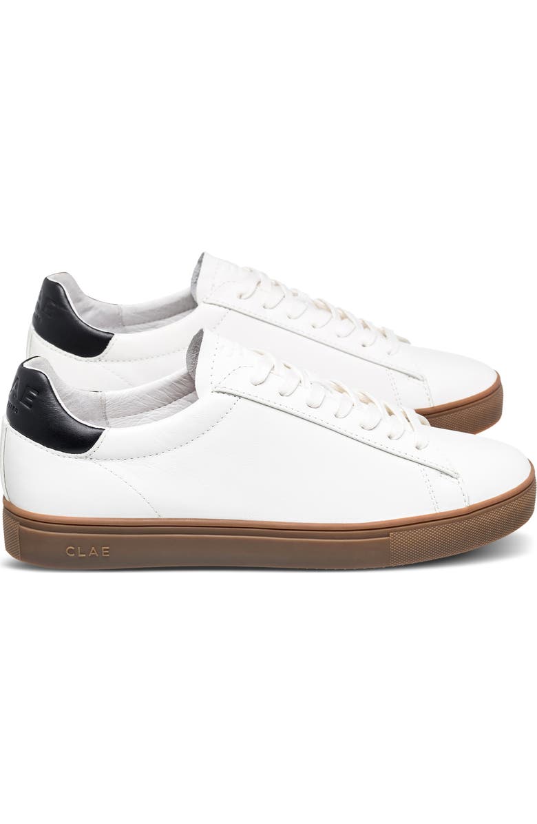 CLAE Bradley Leather Sneaker, Alternate, color, White Black Dark Gum