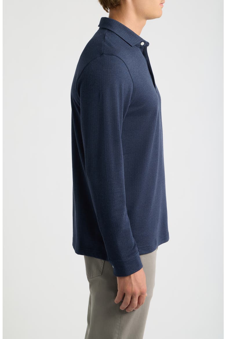 Herringbone Long Sleeve Polo, Alternate, color, NAVY