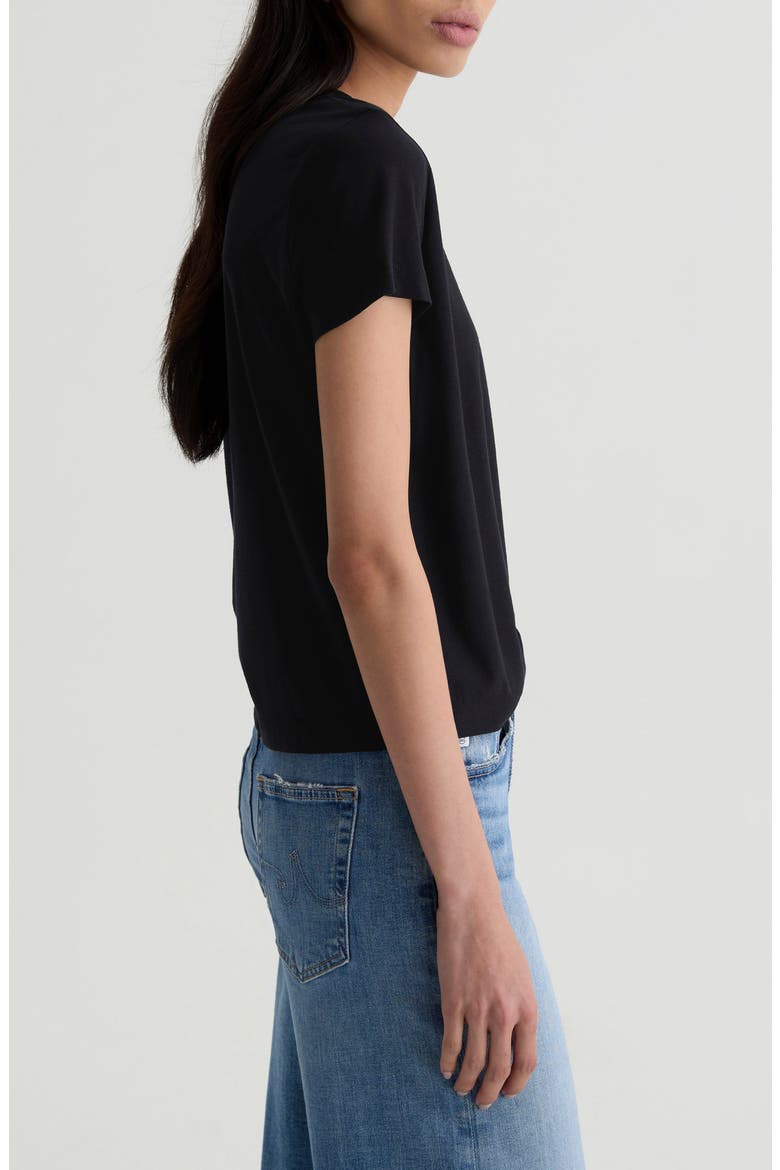 Zoie Cotton & Linen Blend T-Shirt, Alternate, color, SUPER BLACK