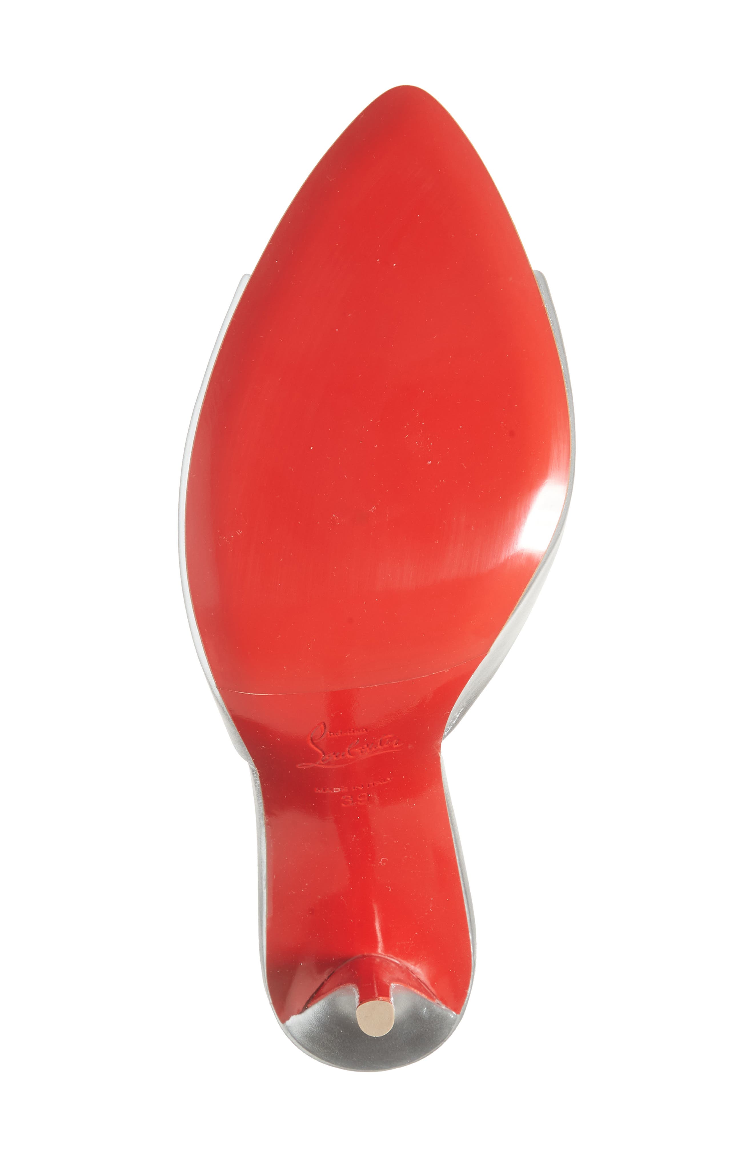 Christian Louboutin Miss Z Pointed Toe Metallic Sandal, Alternate, color, S211 Silver/ Lin Silver