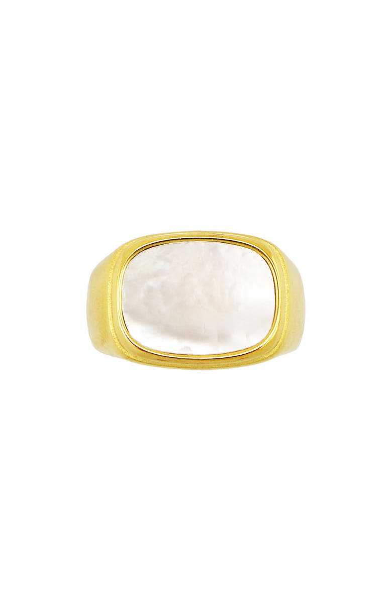 REBL Square Mother-of-Pearl Signet Ring, Alternate, color, Gold