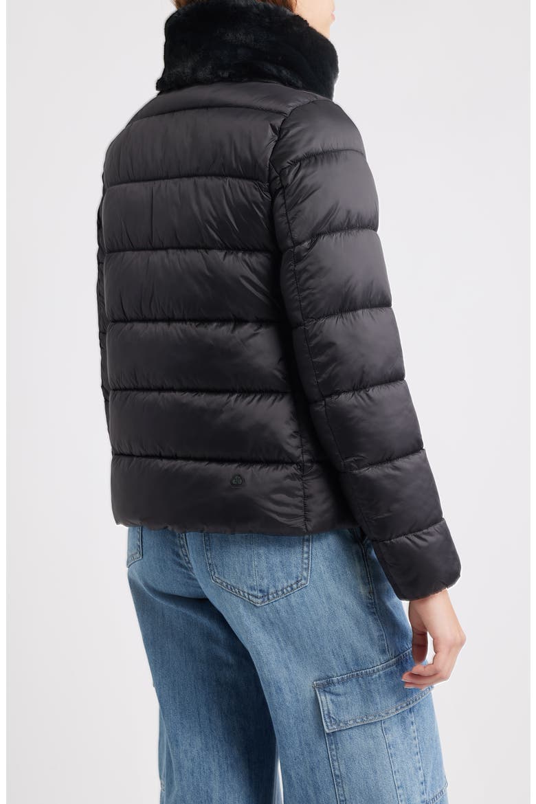 Mei Faux Fur Collar Waterproof Quilted Jacket, Alternate, color, BLACK