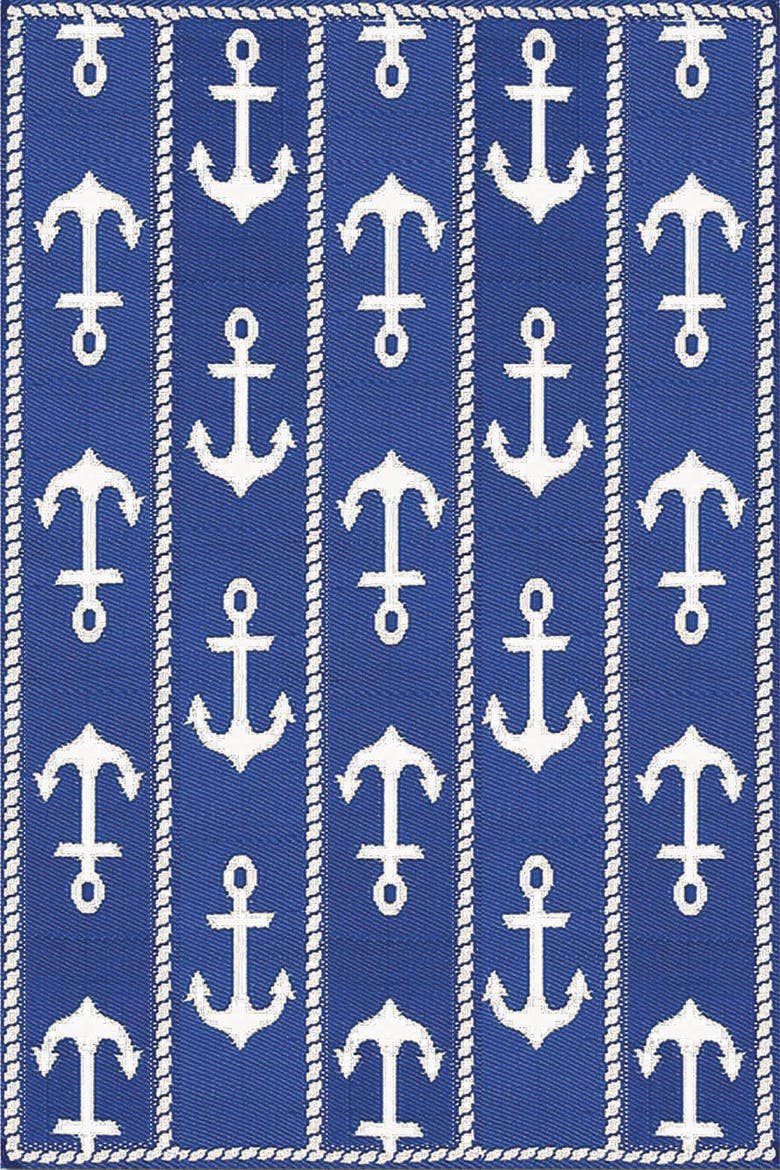 Anchor Blue & White Rug, Main, color, 6'x9'