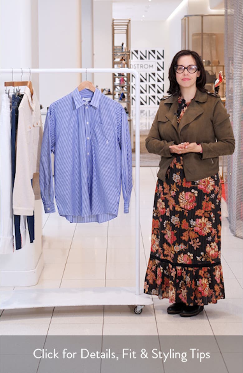 SRC Stripe Oversize Cotton Poplin Button-Up Shirt, sales video thumbnail