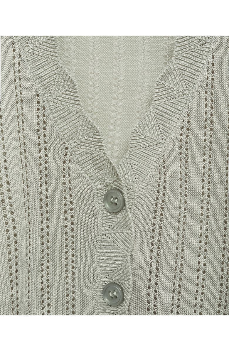 MANGO Pointelle Pajama Cardigan, Alternate, color, Aqua Green