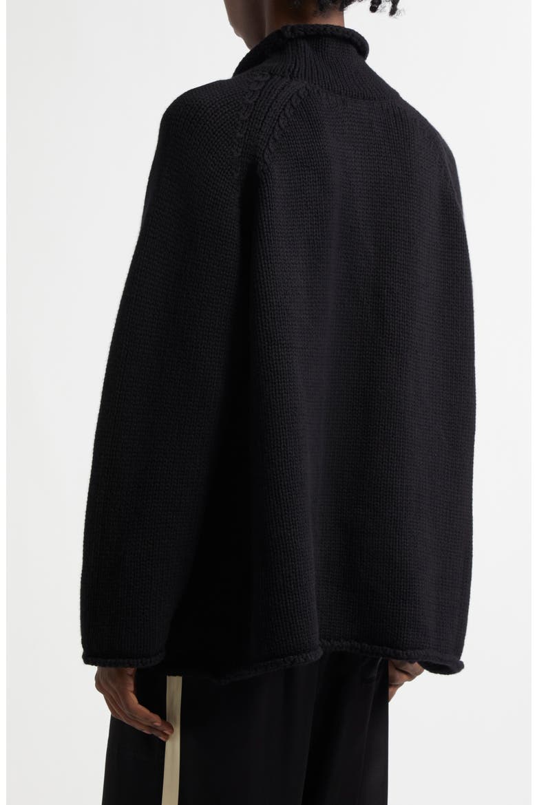 Cashmere Funnel Neck Sweater, Alternate, color, BLACK