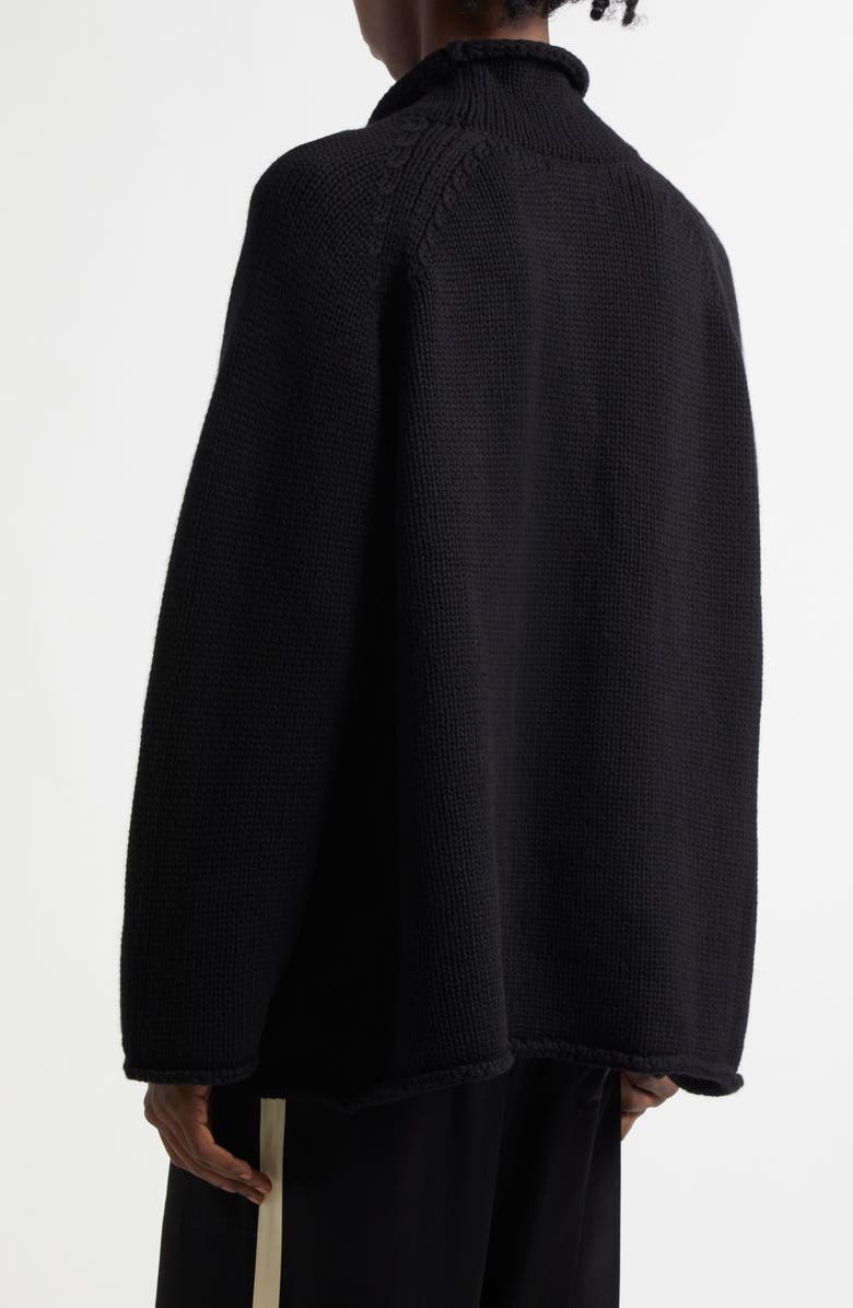 Bode Cashmere Funnel Neck Sweater, Alternate, color, Black